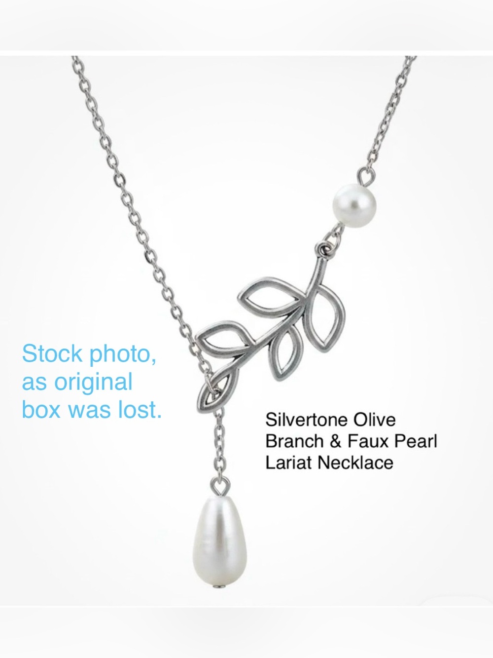 Catherine's large hoop earrings; Lariat necklace with drop faux pearl. - Picture 6 of 6